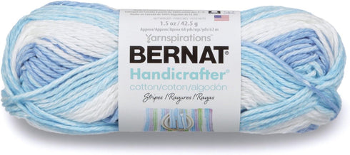Bernat Handicrafter Cotton Stripes Yarn, 1.5 oz, Gauge 4 Medium Worsted, 100% Cotton, Tie Dye Stripes......