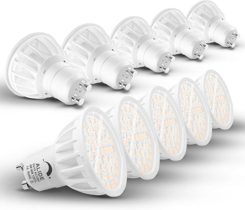 ALIDE 10Pack GU10 LED Light Bulbs Dimmable 50watt Equivalent, 2700K Soft Warm Light GU10 Bulb Replacement for Recessed Track Lighting, 5W LED Bulb...