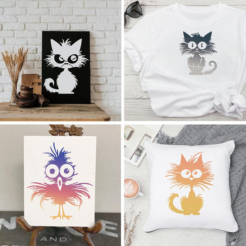 Bird Cat Stencils for Painting on Wood, Cartoon Stencils for Crafts Reusable Wood Burning Drawing Art Animal Paint Stencils and Patterns for Wall ...