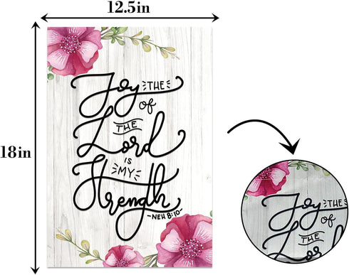 Joy of The Lord is my Strength Garden Flag,Christmas Scripture Typography Design Farmhouse Yard Outdoor Decoration for Homes,Yards and Gardens, Sp...
