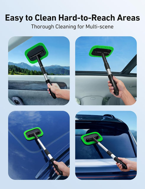 AstroAI Windshield Cleaner, Microfiber car Window Cleaner with 4 Reusable and Washable Microfiber Pads and Extendable Handle Auto Inside Glass Wip...