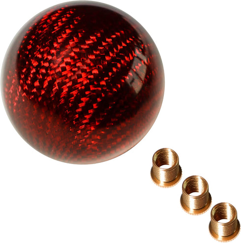 HiSport Carbon Fiber Gear Shift Knob Round Ball Shifter Knobs Universal 5 6 Speed with 3 Adapters for Manual Car M 8 * 1.25, M 10 * 1.25, M 10 * 1...