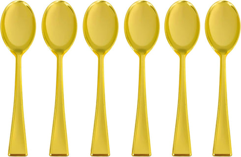Zappy 100 Disposable Plastic Mini Gold Spoons Gold Plastic Tasting Spoons Gold Dessert Spoon or Ice Cream Spoon Taster Spoons Appetizer Spoons...