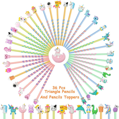 AUAUY Pencils #2 HB, Number 2 Pencils with Eraser, 36PCS Wood-Cased Pencils with 36PCS Cuten Pencil Top Erasers Cute Pencils Graphite Pencils Sket...