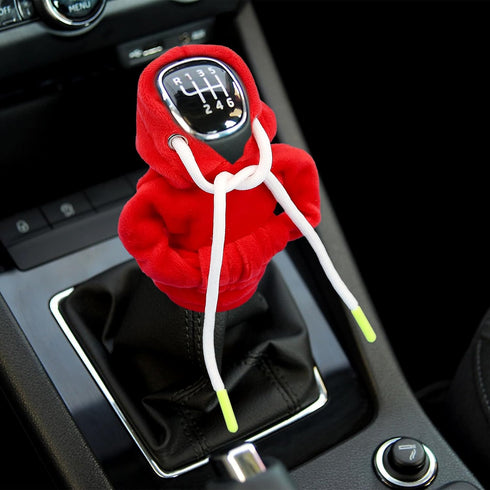 2 Pcs Upgraded Universal Gear Shift Hoodie for Gearshift, Automotive Interior Accessories (Red and Black), Car Shift Knob Hoodie, Funny Car Gear S...