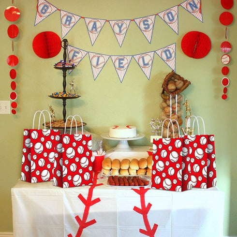 16 PCS Baseball Party Gift Bags for Baseball Party Supplies Birthday Decor Decorations Party Favor Goody Treat Candy Bag Baseball Pattern Gift Bag...
