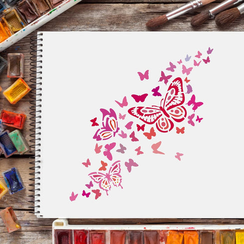 FINGERINSPIRE Butterfly Drawing Painting Stencils Templates (11.8x11.8inch) Plastic Butterfly Stencils Decoration Square Butterfly Stencils for Pa...