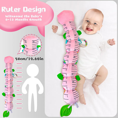Infant Baby Stuffed Animal Toy for 0 3 6 12 Months Olds, Soft Toys with Musical Crinkle Rattles for Newborn Boy Girl Tummy Time Activity (Pink Cat...