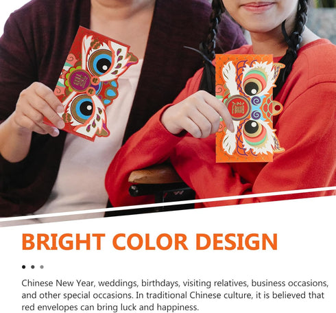 COHEALI Chinese Red Envelopes 12Pcs Traditional Chinese New Year Red Envelopes 2024 Year Dragon Hong Bao Money Pockets...