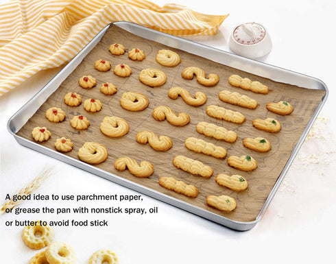 TeamFar Baking Sheet, Stainless Steel Baking Pan Cookie Sheet, Healthy & Non Toxic, Rust Free & Less Stick, Easy Clean & Dishwasher Safe...