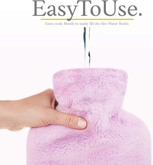 Hot Water Bottle with Soft Cover - 1.8L Large - Classic Hot Water Bag for Pain Relief, Neck and Shoulders, Feet Warmer, Menstrual Cramps, Hot and ...