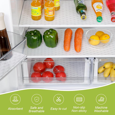 Cooyes Refrigerator Liners 12" x 24", Super Absorbent Strong Grip Fridge Liners Washable, Refrigerator Shelf Liner for Kitchen Cabinets, Non-Adhes...