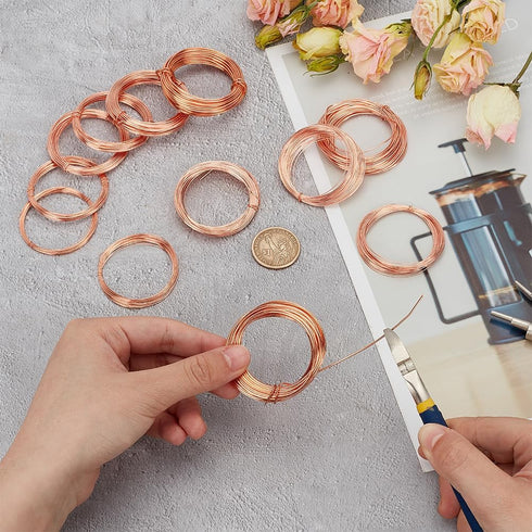 BENECREAT 12 Rolls 196 Feet Dead Soft Copper Wire, 18/20/22/24/26/28 Gauge Solid Bare Copper Wire for Jewelry Making, Gem Wrapping...