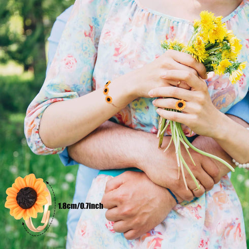 10 Pieces Sunflower Pendant Faux Pearl Chain Necklace Sunflower Charm Bracelet Earrings Ring Sunflower Hair Clip Sunflower Boho Headband Wreath fo...