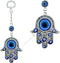 LUCKBOOSTIUM Hamsa Hand Amulet Pendant w/Crystal Rhinestones - Blue, White & Black Evil Eye Car Hanging Ornament - Rear View Mirror Accessories - ...