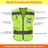 TCCFCCT Mesh Security Vest for Men Women 9 Pockets High Visibility Reflective Safety Vest, Durable Hi Vis Construction Vest with Reinforced Sewing...