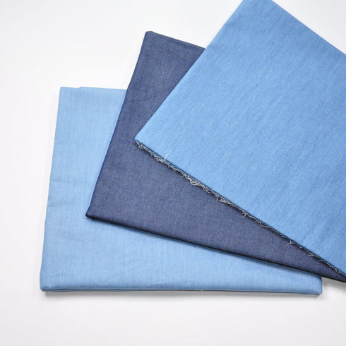 Indigo Blue 5.0 oz 100% Cotton Denim Chambray Fabric,56 Inches Wide, by Two Yards(72inch Length) Deep Col(Middle 2Y)...