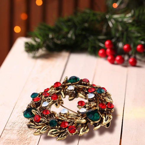 2Pcs Christmas Brooch Pin Rhinestone Brooch with Christmas Wreath Snowflake Design Enamel Lapel Pins for Christmas Holiday Party...