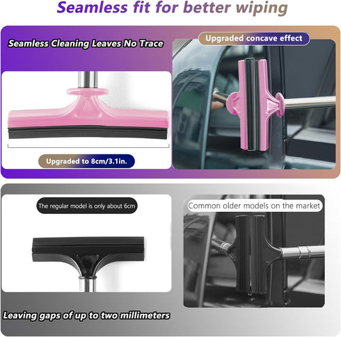 Car Rearview Mirror Wiper, 8cm Brush head-98cm Telescopic Auto Mirror Squeegee, Water Cleaner with Telescopic Long Rod, Universal Automotive Acces...