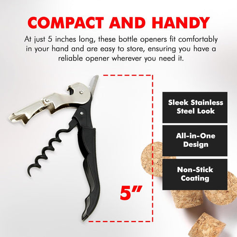 Chef Craft Select Waiters Corkscrew with Foil Cutter and Bottle Opener, 5 inches in Length, Stainless Steel/Black...