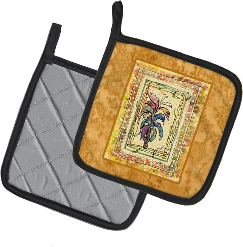 Caroline's Treasures 8615PTHD Palm Tree Pair of Pot Holders Kitchen Heat Resistant Pot Holders Sets Oven Hot Pads for Cooking Baking BBQ, 7 1/2 x ...