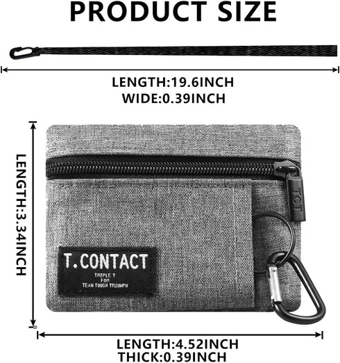 Slim RFID Blocking Zippered Lanyard Wallet - Compact ID Holder & Coin Purse for Men, Women, and Kids - Lightweight Keychain Card Case with 2 Zippe...