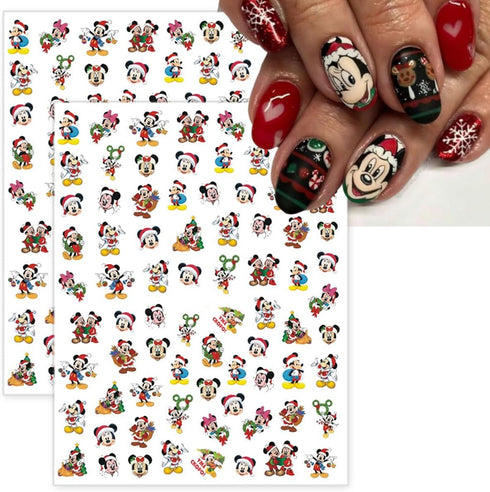 4 Sheets Christmas Nail Art Stickers Cute Cartoon Nail Decals Self Adhesive 3D Nail Art Charms Supplies Xmas Nail Art Design Kawaii Nail Stickers ...