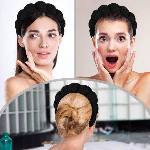Women Spa Headband for Washing Face Makeup Headband Puffy Sponge Headbands Skincare Headbands for Women Girls Terry Cloth Headband for Skincare Ma...