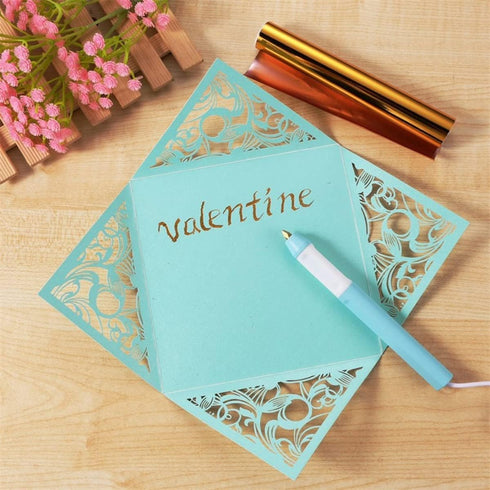 Heated Gold Foil Pen & Glimmer Heat-Activated foil Roll Sets for Card Making Scrapbooking Tool Kits Calligraphy Tip 2.5x0.35mm Scrapbooking Drawin...
