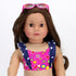 Sophia's 18" Doll 3 pc. Hot Pink Print with Navy Ruffle 2 pc. Swimsuit and Sunglasses...
