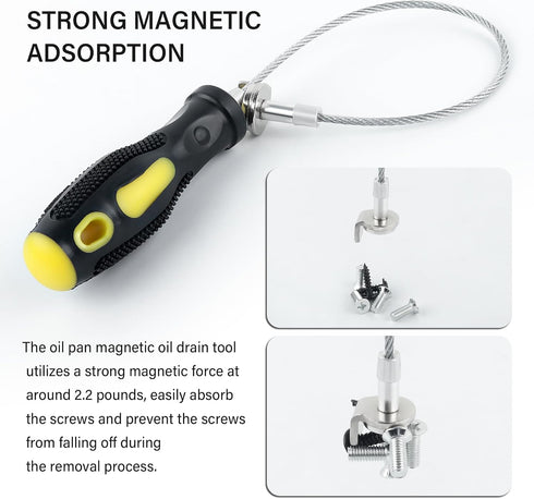 Flexible Magnetic Oil Drain Plug Removal Tool,14.5inch Oil Drain Plug Tool with Strong Magnetism,Must Have Car Tools Fit Most Oil Pan Plug Screw R...
