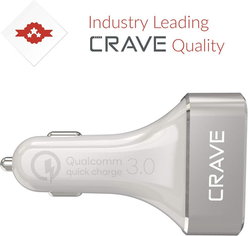 Crave CarHub 54W 4 Port USB Car Charger, Qualcomm Quick Charge 3.0 - White...