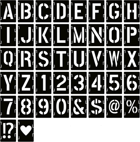 6 Inch Letter Stencils Symbol Numbers Craft Stencils, 42 Pcs Reusable Alphabet Templates Interlocking Stencil Kit for Painting on Wood, Wall, Fabr...