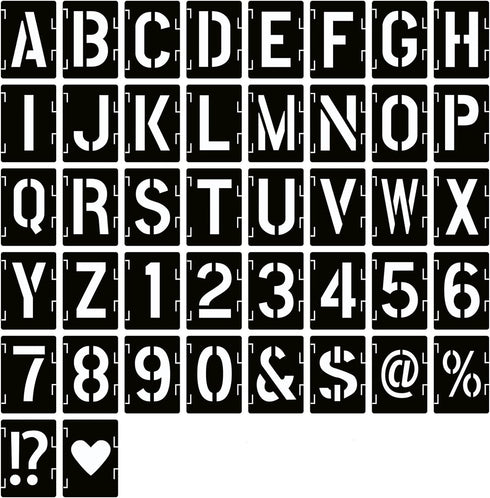 8 Inch Letter Stencils Symbol Numbers Craft Stencils, 42 Pcs Reusable Alphabet Templates Interlocking Stencil Kit for Painting on Wood, Wall, Fabr...