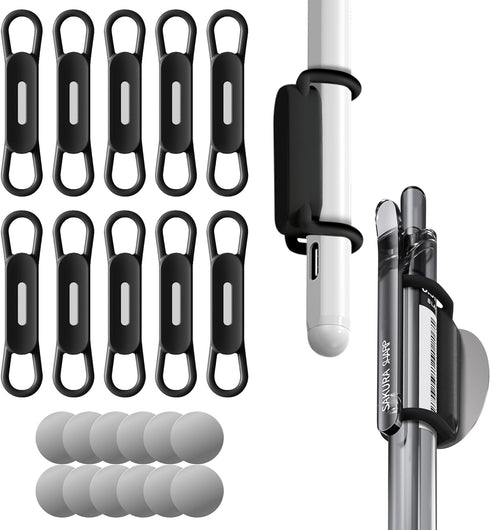 Nearockle 10 Pack Magnetic Pen Pencil Holder, Silicone Adjustable Pen Holder for Desk, Refrigerator, Whiteboards, Office Desk Accessories Marker O...