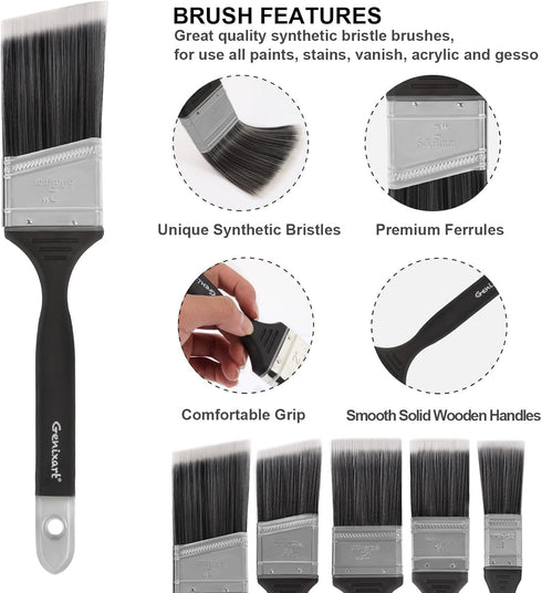 Angle Sash Paint Brush, Wall Trim Stain Brushes Set for Wall & Furniture Painting (5Pack Assorted Sizes)...
