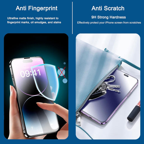 2-Pack Anti-Blue Light Matte Screen Protector for iPhone 14 Pro Max, Anti-Glare Blue Light Blocking Eye Protection Tempered Glass Film 6.7", Smoot...