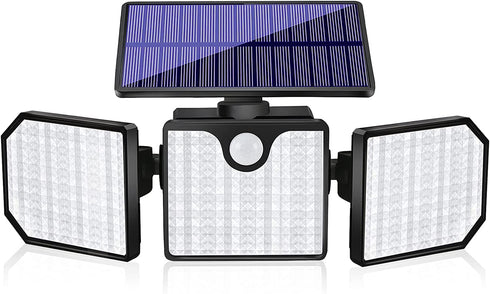 Solar Wall Lights Outdoor,3 Adjustable Head 270° Wide Angle Lighting,Motion Sensor,230 LED 260Lm Flood Lights,IP65 Waterproof for Porch Yard Garag...
