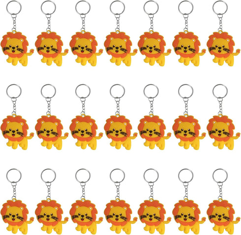 24 Pack Lion Keychains Safari Animal Keychains for Lion Themed Party Favors, Jungle Safari Party Favors, Birthday Party Bag Fillers, School Carniv...