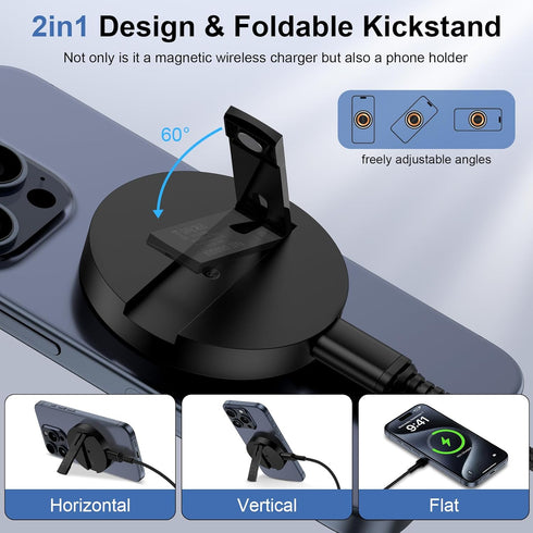 2 Pack iPhone 15 Charging Pad 15W Magnetic Wireless Charger for iPhone 15 Pro Max Plus 14 13 12 11 SE,Google Pixel 8 7,Samsung Galaxy S24 S23 Ultr...