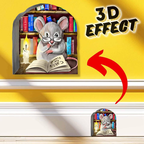 Mouse Reading Book, Wall Decor Sticker Decal, Kids Room, Classroom, Home, Bedroom, Bookcase, Book Lover, of Mice and Men, Children, Adorable, (Lib...