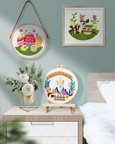 TINDTOP Embroidery Kit for Adult Beginners, 3 Sets Embroidery Stitch Practice kit Include Embroidery Cloth Hoops Threads for Craft Lover Hand Stit...