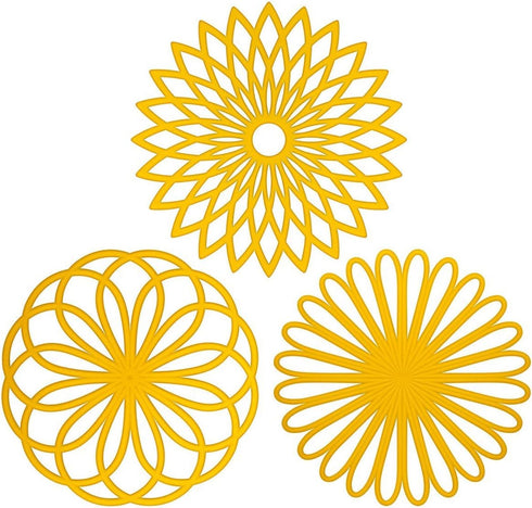 ME.FAN Silicone Trivet - Trivet Mat - Kitchen Hot Pads for Pots/Hot Dish Insulated Teapot Trivet Flexible Durable Non Slip Large Coasters 3 Set Ye...