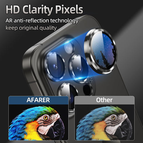 AFARER 2024 Camera Lens Protector iPhone 15 Pro/iPhone 15 Pro Max, Upgraded Metal Tempered Glass Film Strong Adsorption Anti-Scratch Screen Protec...