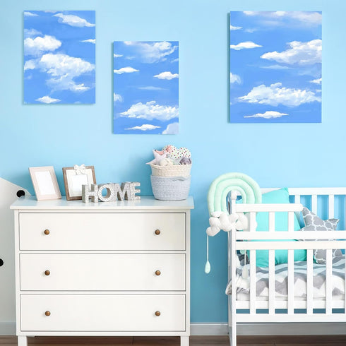 18" x 12' Clouds Fade Resistant Bulletin Board Roll, Fabric for Classroom Bulletin Boards, Classroom Decor, Curtains, and Crafts, Non Woven Blue S...