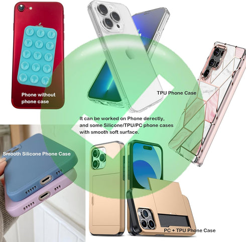 Silicone Suction Phone Case Double-Sides Mount, Silicon Hands-Free Phone Accessory for iPhone and Android, Mirror Shower Phone Holder, Tiktok Vide...