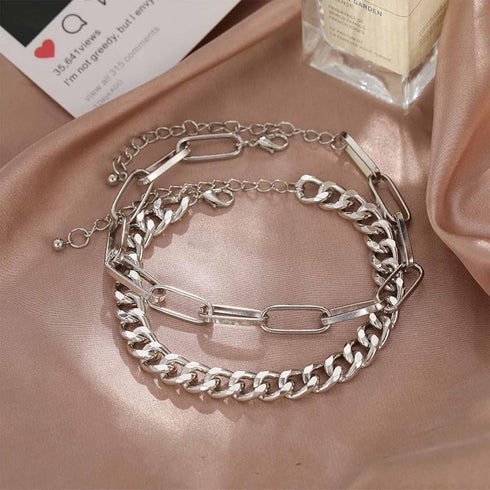 Silver Chunky Chain Ankle Bracelet Dainty Cuban Link Chain Anklet Minimalist Paperclip Chain Anklet Beach Barefoot Sandals Foot Jewelry for Women ...