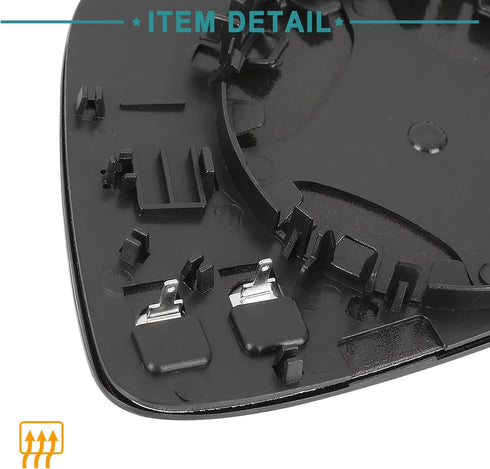 ACROPIX Car Rearview Mirror Passenger Right Side Heated Mirror Glass Replacement Fit for Volkswagen CC with Backing Plate - Pack of 1 White Glass...