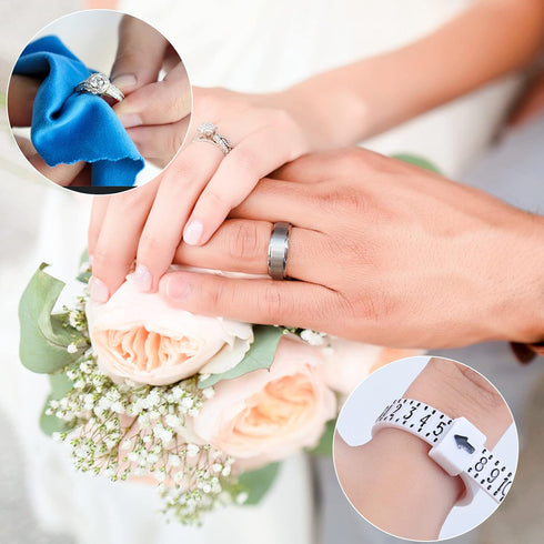 Hicarer 69 pcs Ring Sizer Adjuster for Loose Rings Invisible Ring Guards Adjuster with Measuring Tool Polishing Cloth for Men and Women(Transparen...