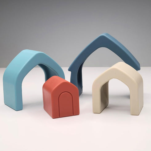 House Silicone Stacker Toy 4pcs - Safe, Non-Toxic, Educational, for Babies & Toddlers 12M+...